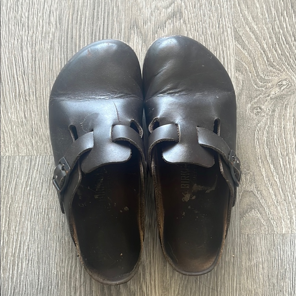 Birkenstock Brown Leather Boston Clogs